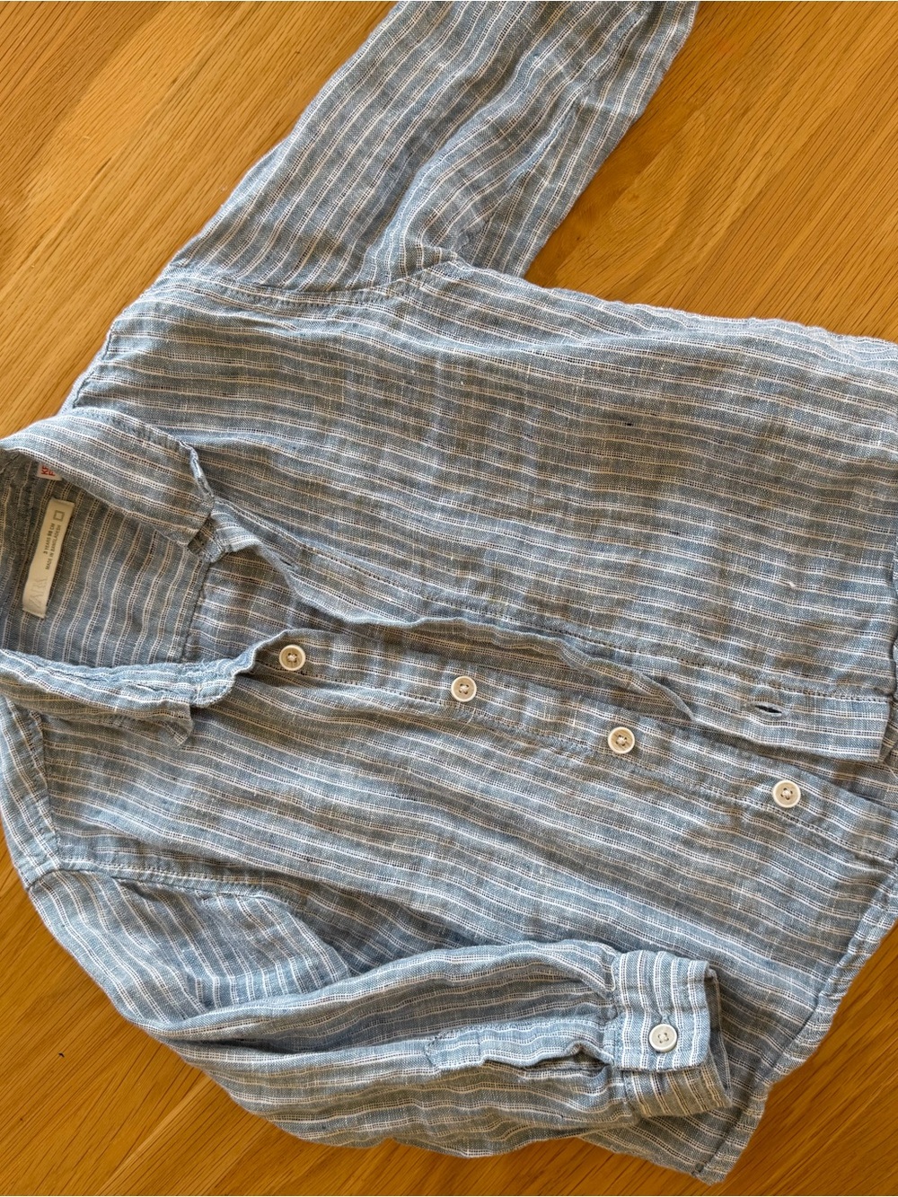 Zara Blue and White Striped Button-Down Shirt for Kids